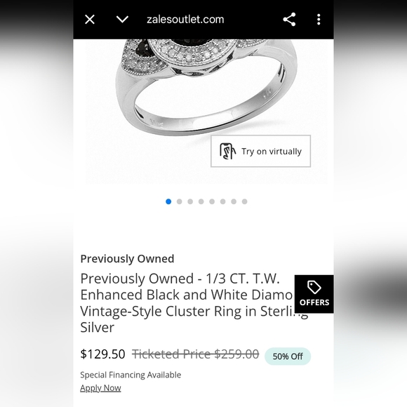 Kay Jewelers Black & White Diamonds in Sterling Silver Size 7! - Picture 7 of 7